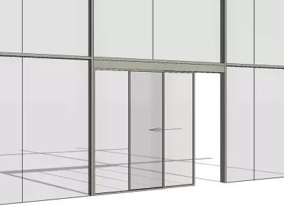 Curtain Wall Automatic Single Sliding Door 3D model