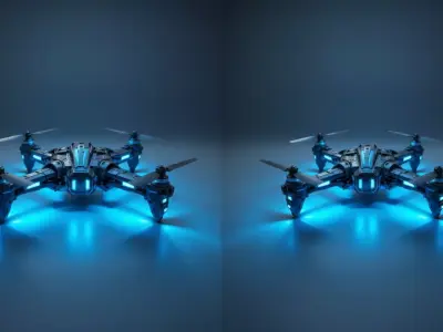 Futuristic Drone 3D Model Sci-Fi UAV  Game-Ready Low Poly  Low-poly 3D model