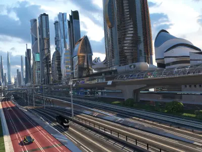  Future City. Day. Main Street 