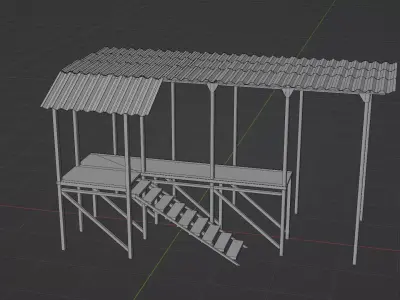 Carnival Old Roller Coaster Stand Low-poly 3D model