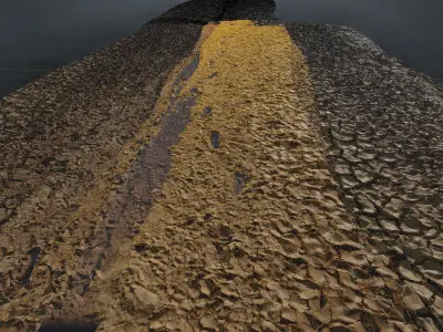 3d scan - muddy road 01 Low-poly 3D model