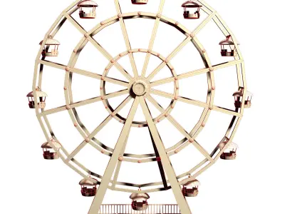old cartoon ferris wheel Low-poly 3D model