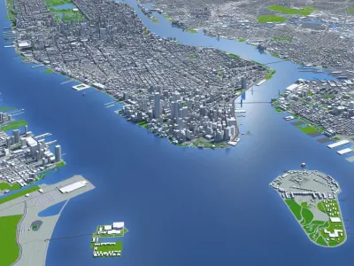 Manhattan New York City And Surroundings PBR Low-poly 3D model