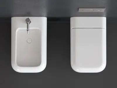 Ceramica Cielo Shui wall-hung bidet and toilet Low-poly 3D model