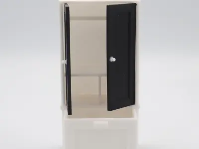 Bedroom wardrobe with functional door 3D print model