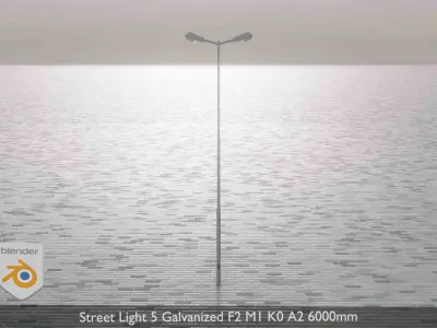 Street Light 5 Galvanized F2 M1 K0 A2 6000mm  Low-poly 3D model