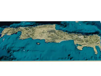 Crete island full 3d model terrain Low-poly 3D model