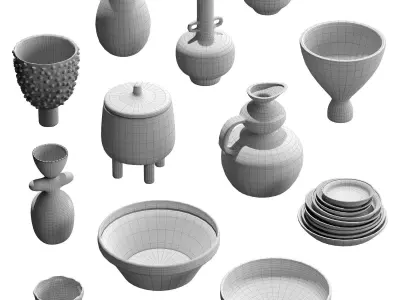 Pottery Set V1 - 12 models 3D model