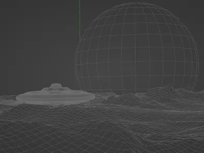 Mars Landscape with Earth and UFO include all assets   3D model