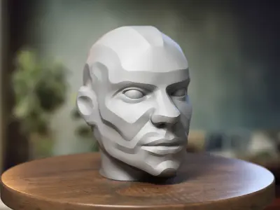 Modern head Headphone Stand  Cyborg Headset Stand 3D print model