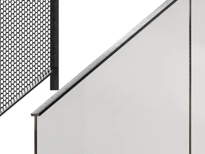 Modern metal railings 3 design options Editable splines option 3D model