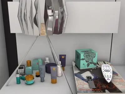 Bedroom with bed and desk 3D model