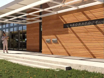 laboratory building Low-poly 3D model
