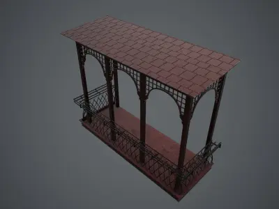 Classic open balcony for home - 5  Low-poly 3D model