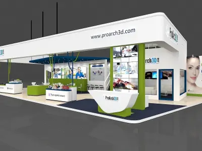 Exhibition stall 20 mtr x 10 mtr 3 sides open 3D max model 3D model