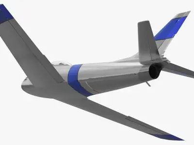  Single-Seat Jet Interceptor Silver Blue Flight Pose Simplified 