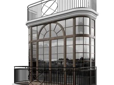 Classic Balcony with Arched Windows A 3D model