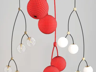VINEE pendant light with three balls hanging from it 3D model