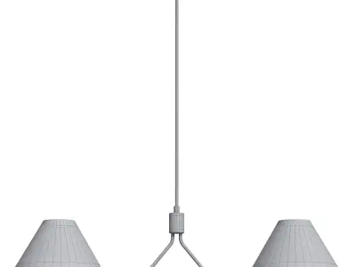 Brass Metal Empire Shade 2 Light Chandelier 3D model