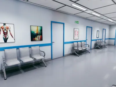 Hospital Corridor Low-poly 3D model