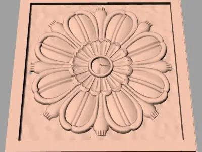 Furniture decoration round flower 3D STL model for CNC E934 3D model