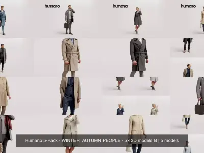 Humano 5-Pack - WINTER  AUTUMN PEOPLE - 5x 3D models B