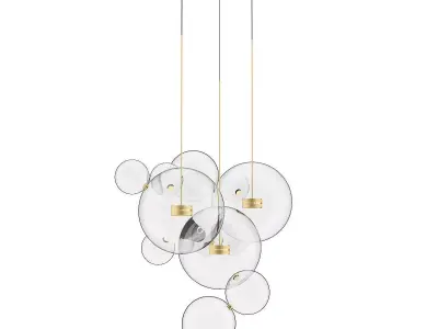Golden Ceiling Lamp with Glass Shades 3D model