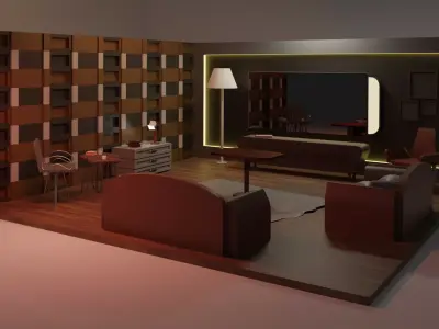  LIVING ROOM Low-poly 3D model