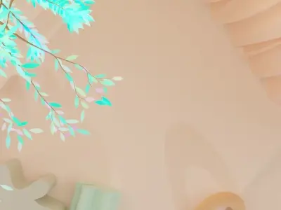 Colorful tree in arched temple walls  3D model