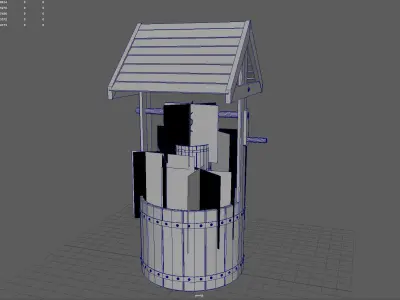 Decorative Wooden Wishing Well Low-poly 3D model