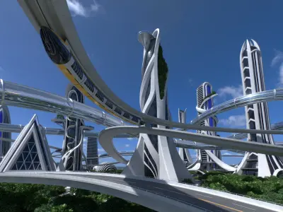 Futuristic city Utopian Buildings kit 3D model