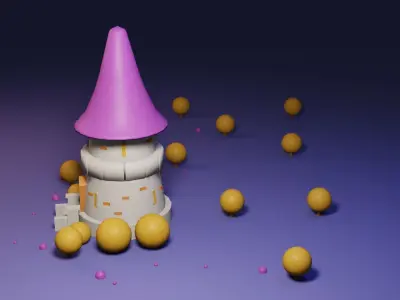 Small cartoon ancient castle 3D model