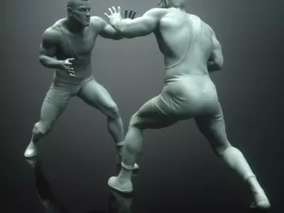 Wrestler Statue CNC 3D Printable Sculpture 3D print model