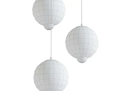 Meltdown three colorful glass balls hanging from ceiling 3D model