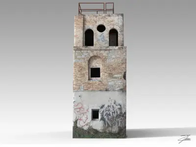 Abandoned building 01 Low-poly 3D model