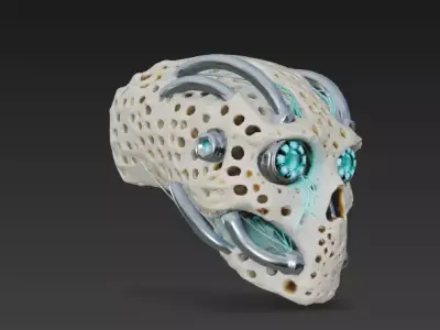 Biomechanical Skull Mask 3D Model Low-poly 3D model