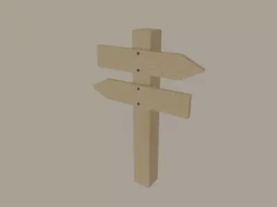 Wooden Arrow Sign Low-poly 3D model