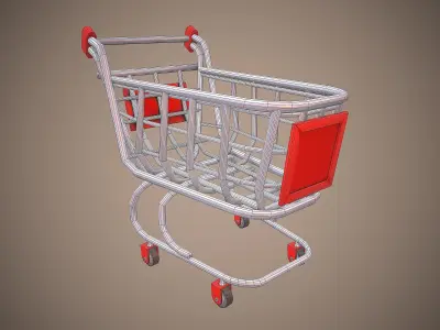 SHOPPING CART CARTOON STYLIZED Low-poly 3D model