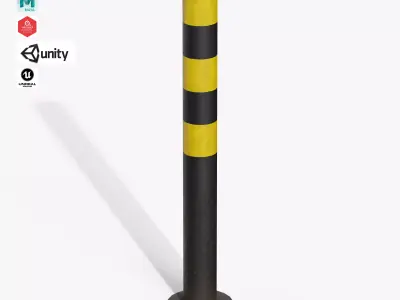 Bollard Post B Low-poly 3D model