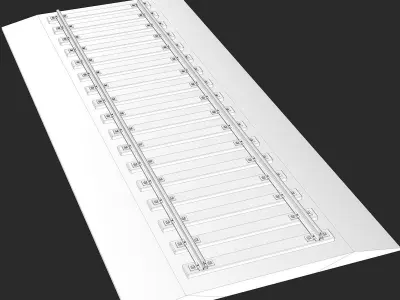 Railroad train track with flowers 3D model