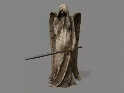 Angel statue of holding sword Low-poly 3D model buy
