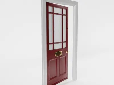 Red Victorian Front Door 3D model