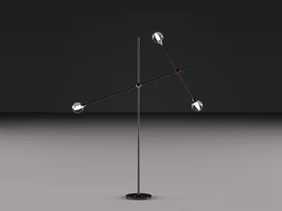 Torsher 3d model floor lamp with three metal poles 3D model