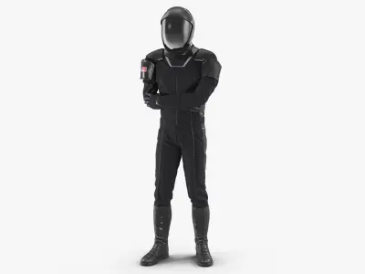  Sci Fi Astronaut Suit Black Rigged for Cinema 4D 