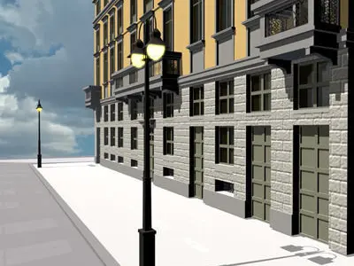 European building facade 2 3D model