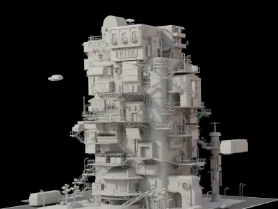 SCIFI Cyberpunk   City Modular  Low-poly 3D model