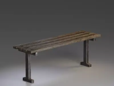 Park Bench Low-poly 3D model 3