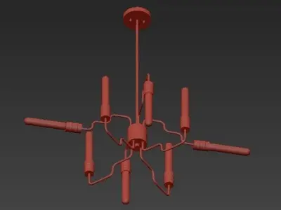 Transit 8 Light Matte Gold Chandelier 3D model