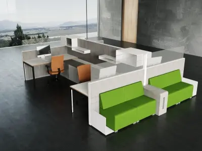 Modern Office Table and Chair Set 3D Model Scene set4 3D model