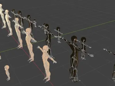 Rigged Black - White male Characters Pack - x20 Manga models Low-poly 3D model